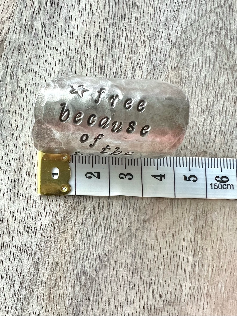 Hammered Vintage Spoon Ring “Free Because of the Brave" Hand Stamped Women’s - Picture 12 of 14
